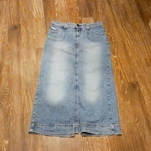 Denim Hydraulic Skirts Vintage 80s Maxi Skirt